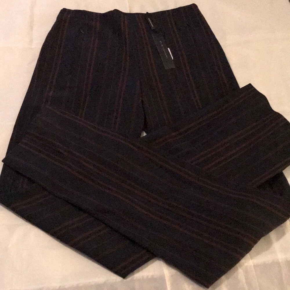 Ellie Tahari Odette Pant Black w/Purple Str Size 0